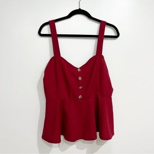 NWOT Burgundy Tank Top with Button Embellishment